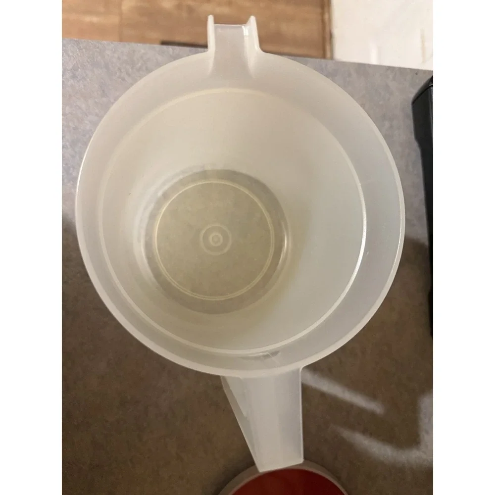 Vintage 1-1/2 Qt. Sheer Tupperware Pitcher #1575 with Red Push-button Lid
